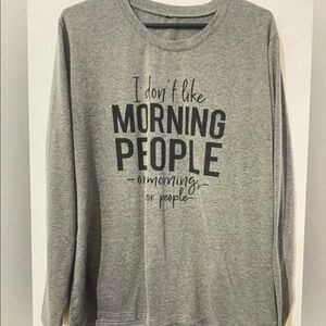 Gray Long Sleeve Tee with Graphic Print